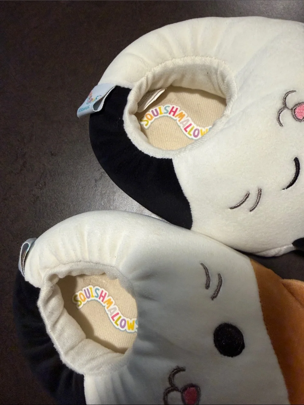 Squishmallows Kids Slippers - White, Black, Orange Calico Cat